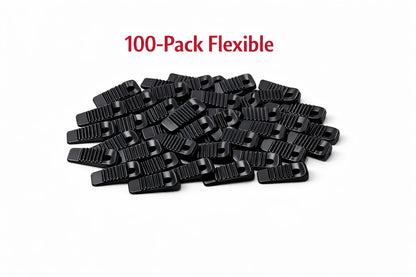 100-pack of clear flexible mini Wobble Wedges on a white background