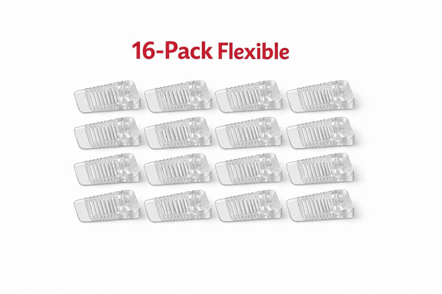 16-pack of clear flexible mini Wobble Wedges on a white background