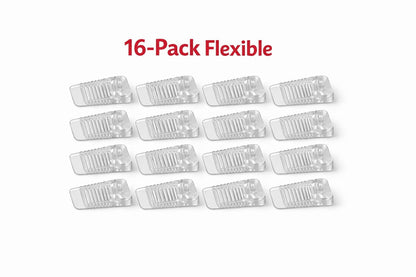 16-pack of clear flexible mini Wobble Wedges on a white background