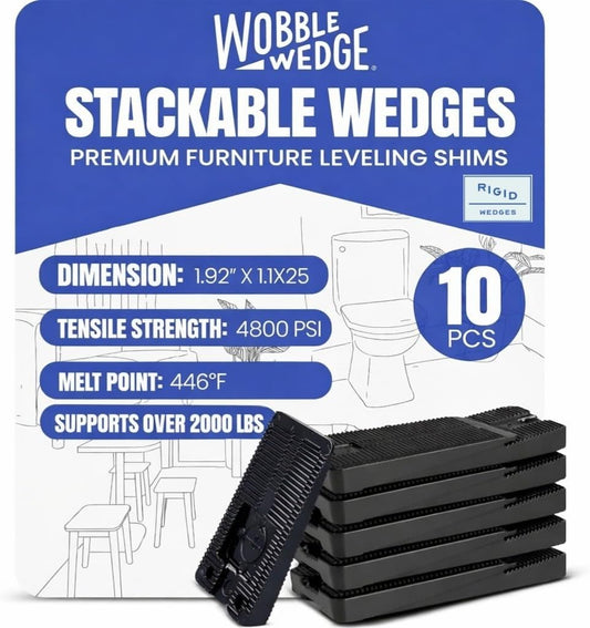 Wobble Wedge black stackable wedges 10 pack packaging with product display