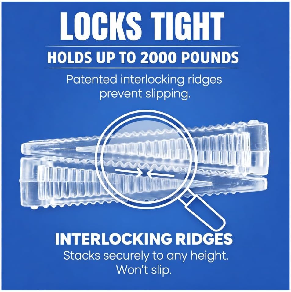 Clear Wobble Wedges with interlocking ridges highlighting strength and stability features