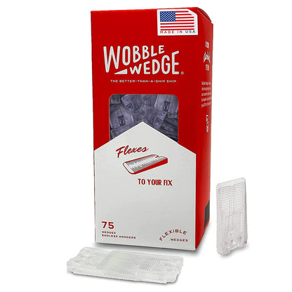 Wobble Wedge 75 pack packaging with clear wedges on a white background