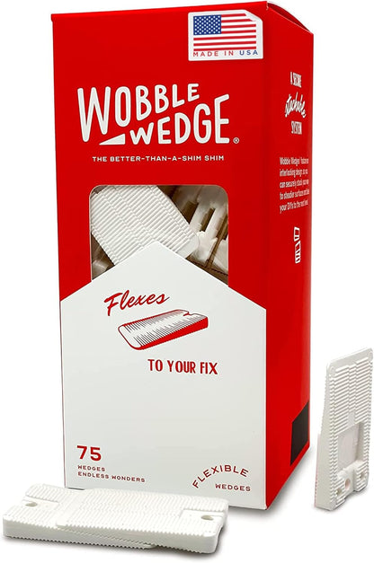 Wobble Wedge 75 pack packaging with white wedges on a white background