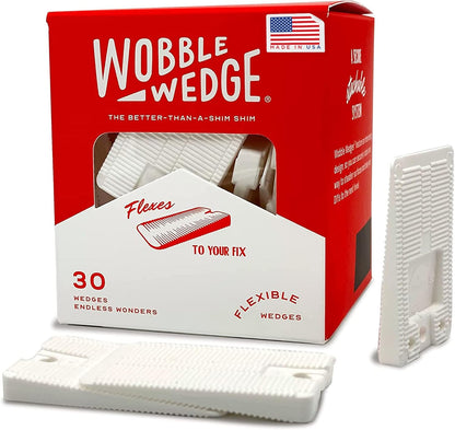 Wobble Wedge 30 pack packaging with white wedges on a white background