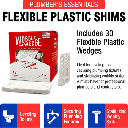White Wobble Wedge packaging highlighting benefits on a white background