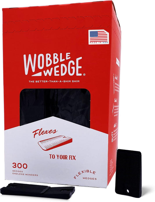 Pack of 300 Wobble Wedge with black wedges on a white background