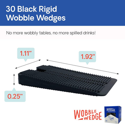Black rigid Wobble Wedge with dimensions and packaging on a white background