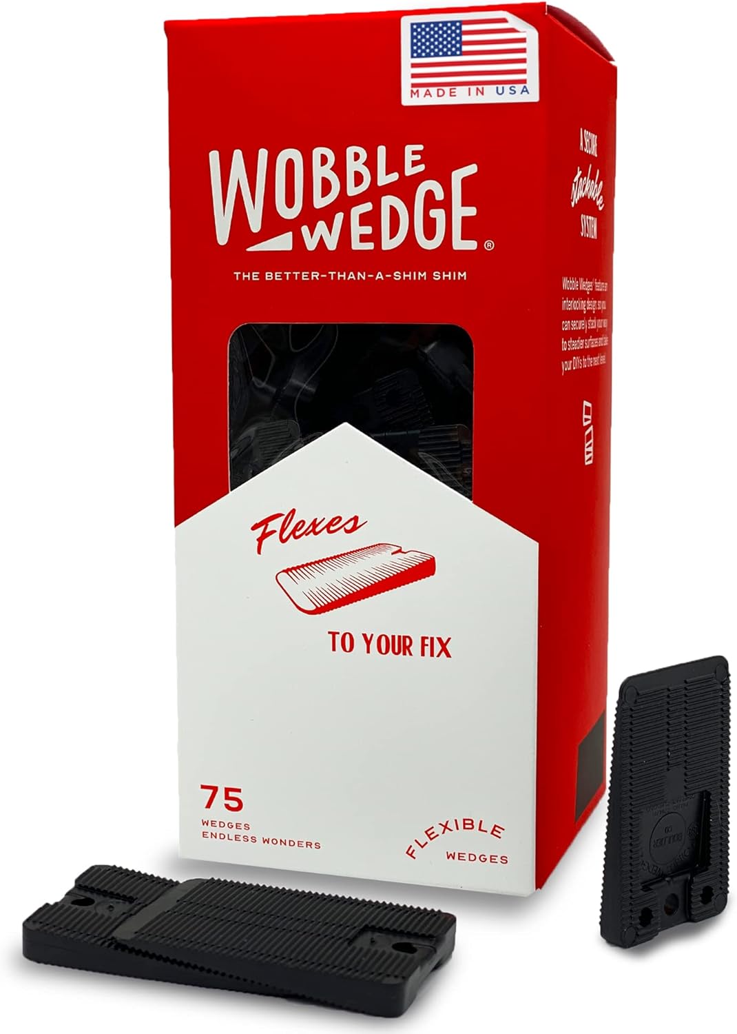 Red Wobble Wedge packaging with a black wedge on a white background