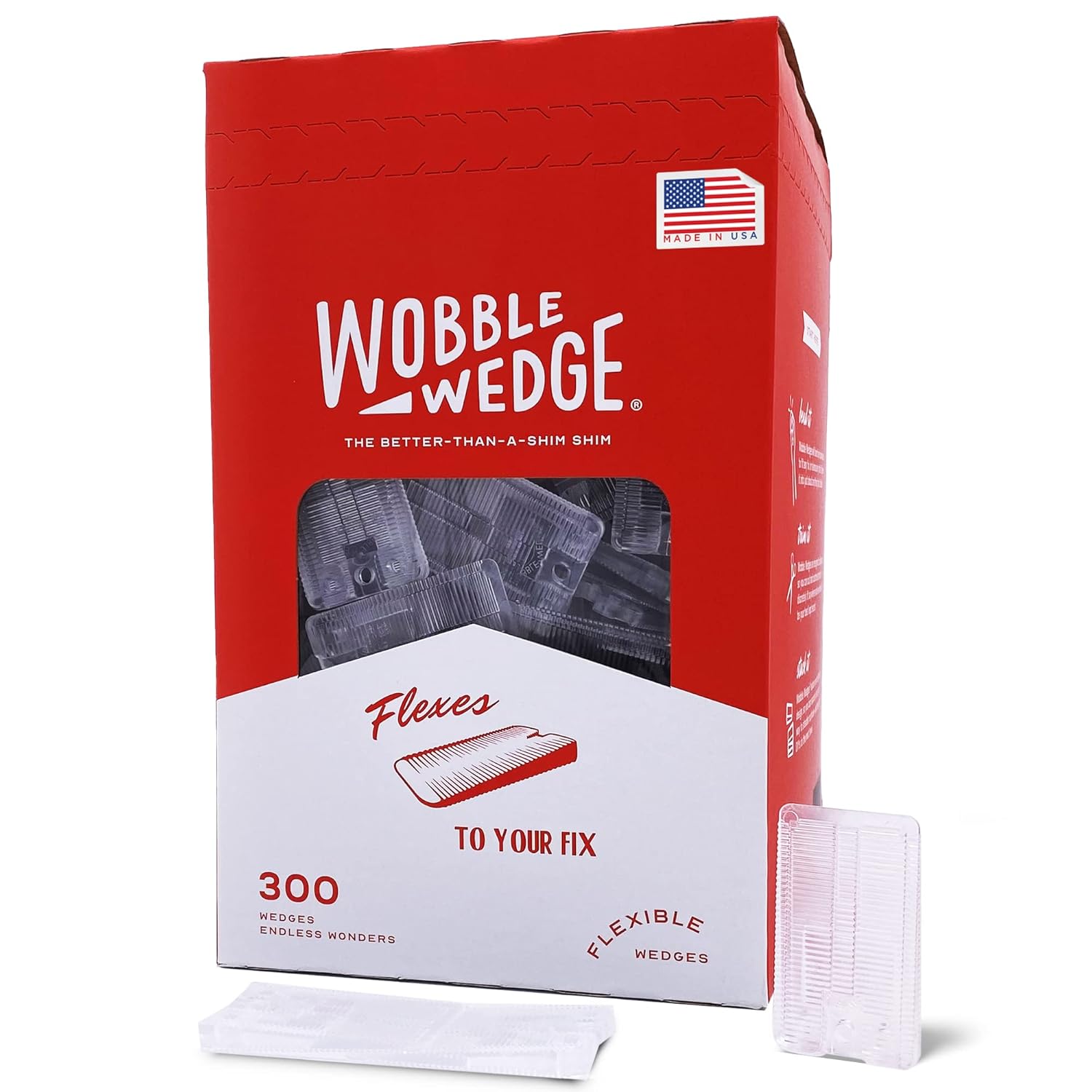 Wobble Wedge 300 pack box with clear wedges on white background