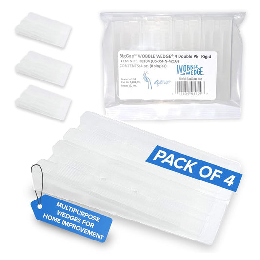 Pack of 4 translucent Wobble Wedges packaging on a white background