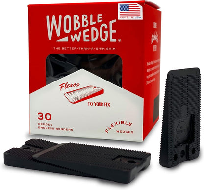 Wobble Wedge 30 pack packaging with black wedges on a white background