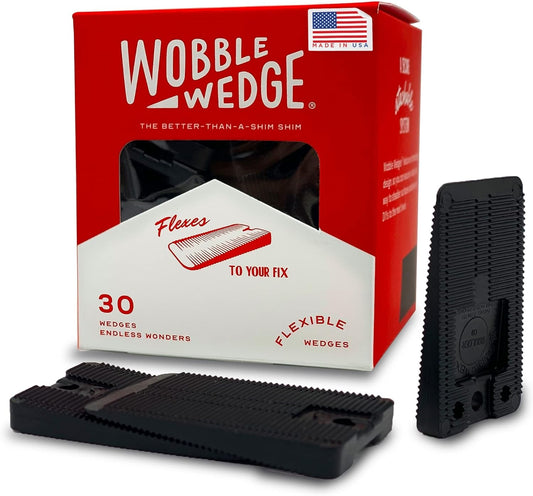 Wobble Wedge 30 pack packaging with black wedges on a white background