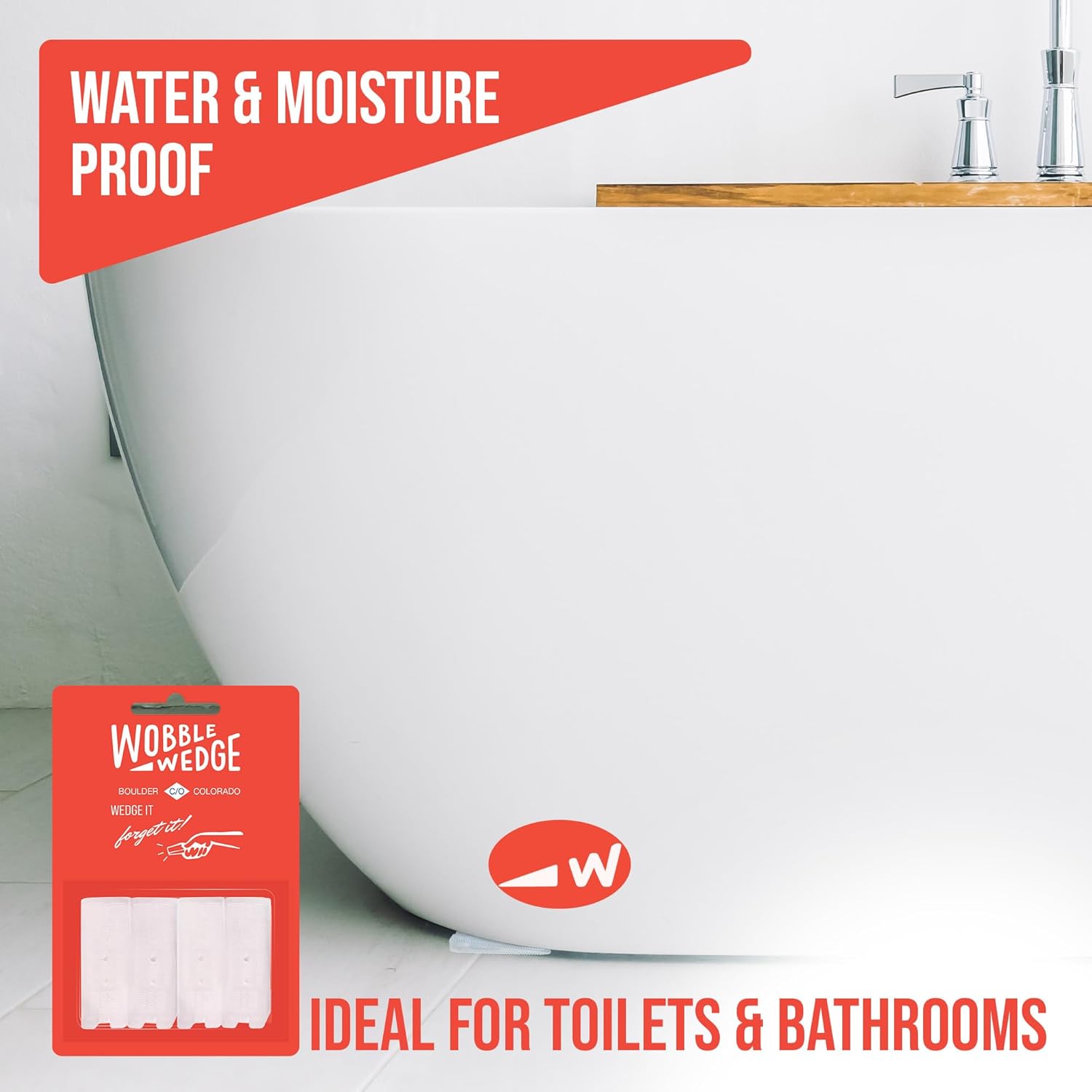 Wobble Wedge under bathtub highlighting moisture and water resistance