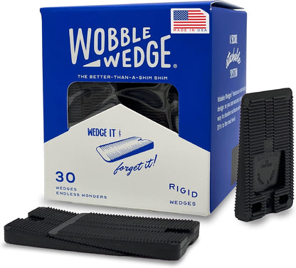 Wobble Wedge 30 pack packaging with black wedges on a white background