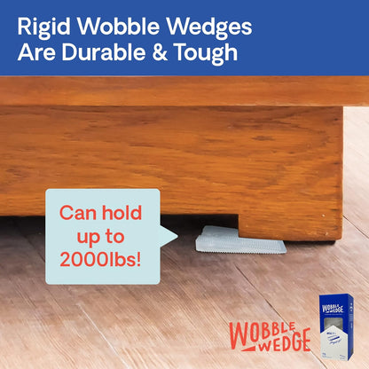 Rigid Wobble Wedge supporting wooden furniture showing durability and weight capacity