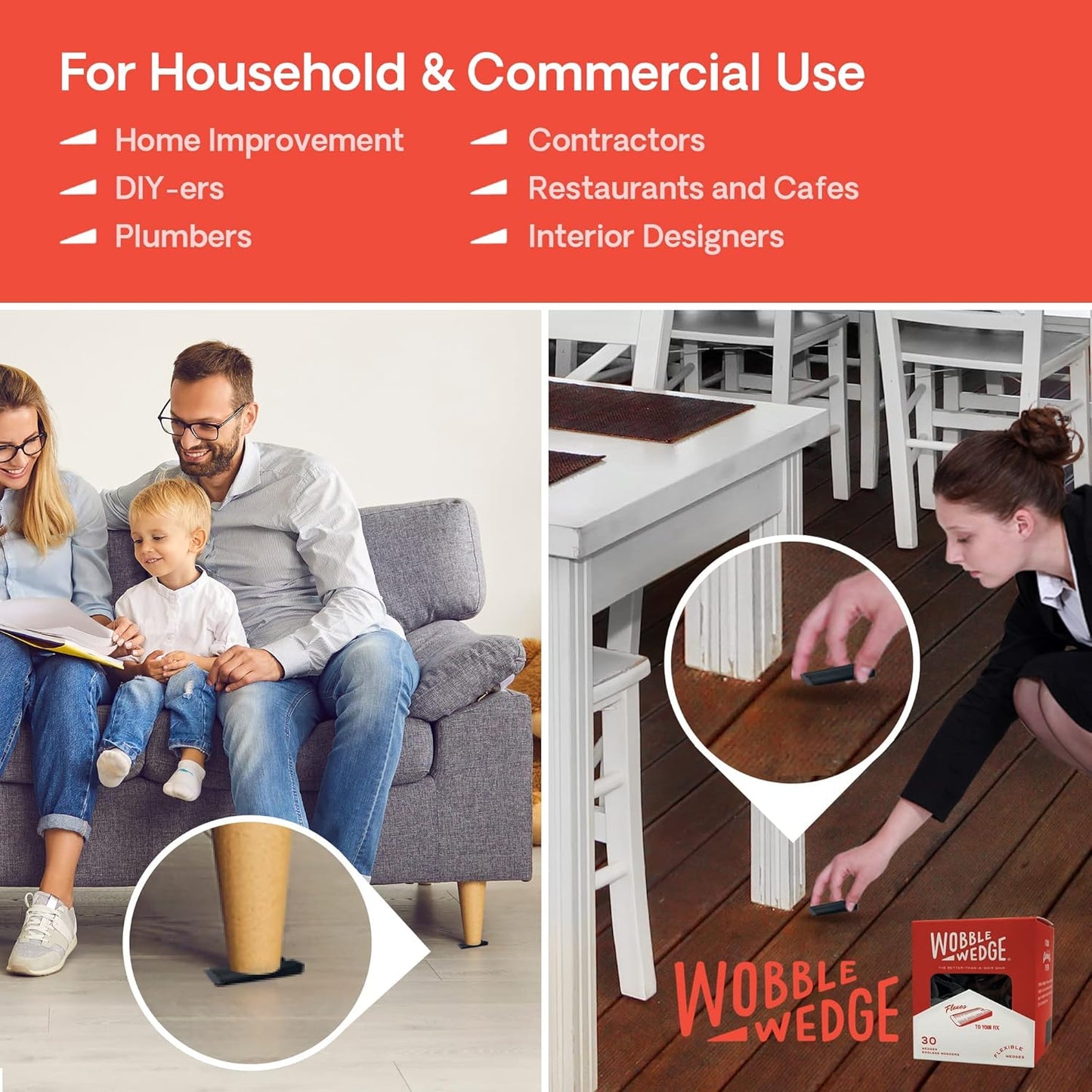 Black Wobble Wedge in household and commercial use highlighting everyday applications