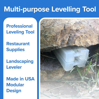Clear Wobble Wedge used between rocks for leveling with multi-purpose applications and features