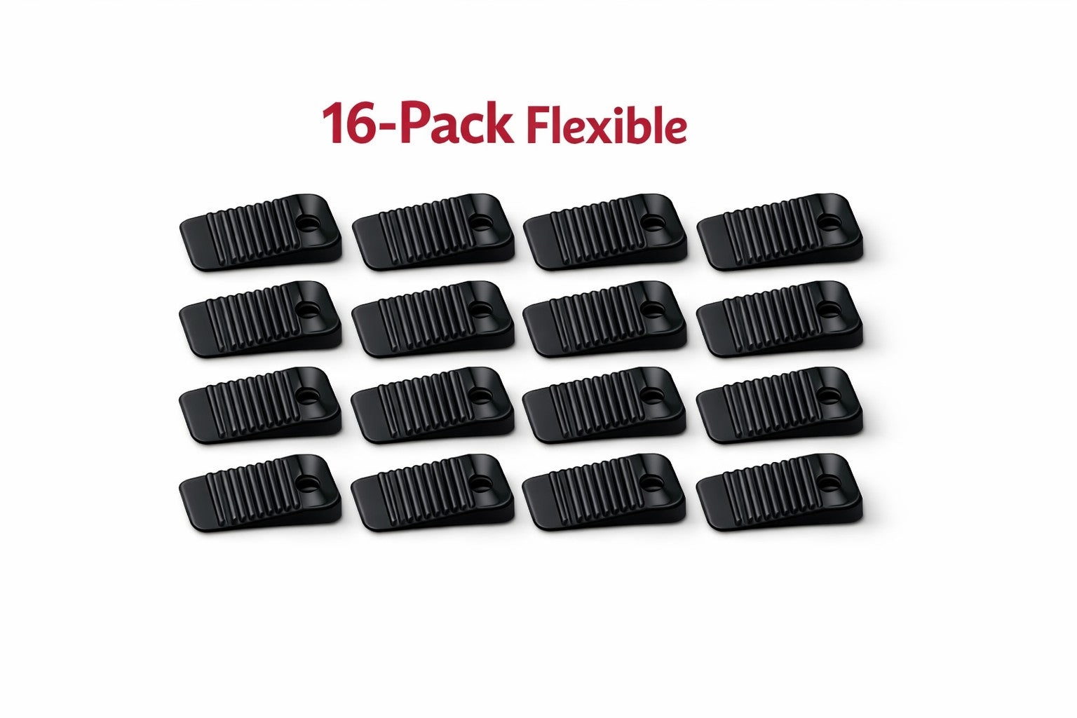 16-pack of clear flexible mini Wobble Wedges on a white background