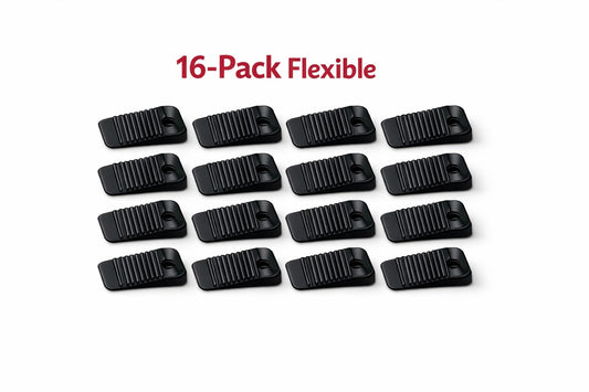 16-pack of clear flexible mini Wobble Wedges on a white background